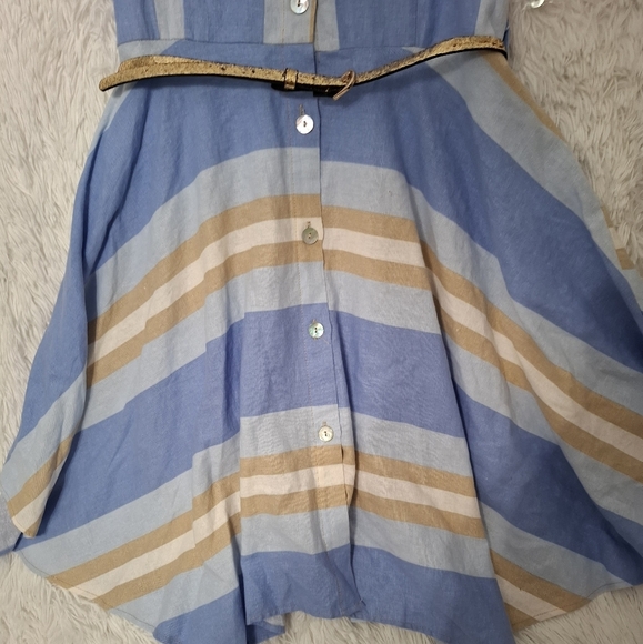 1. State Striped Print Midi Asymmetric Dress Linen Blend Sleeveless Small NWOT - Picture 6 of 9